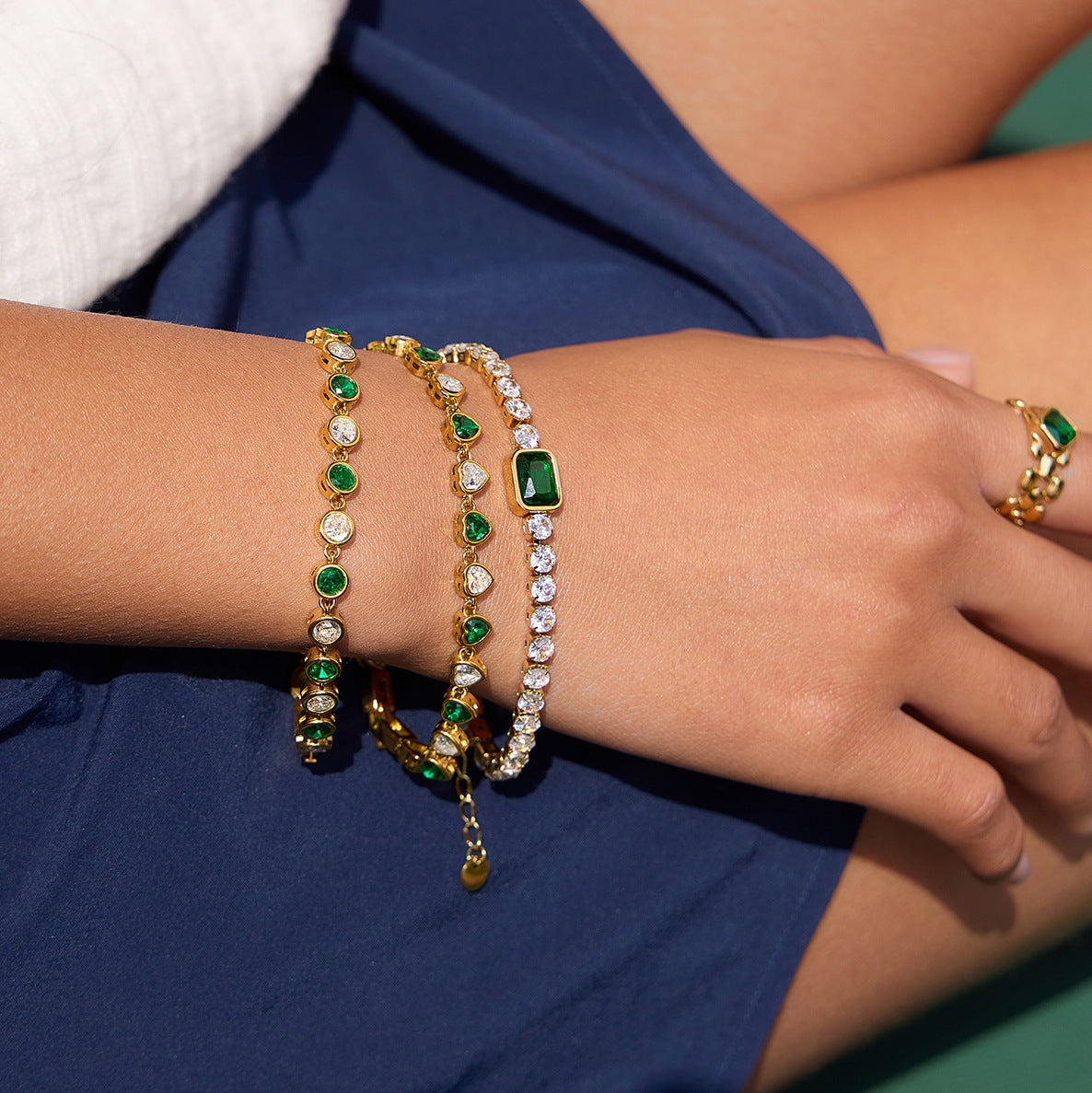 Stainless Steel Cubic Zirconia Tennis Chain Bracelet