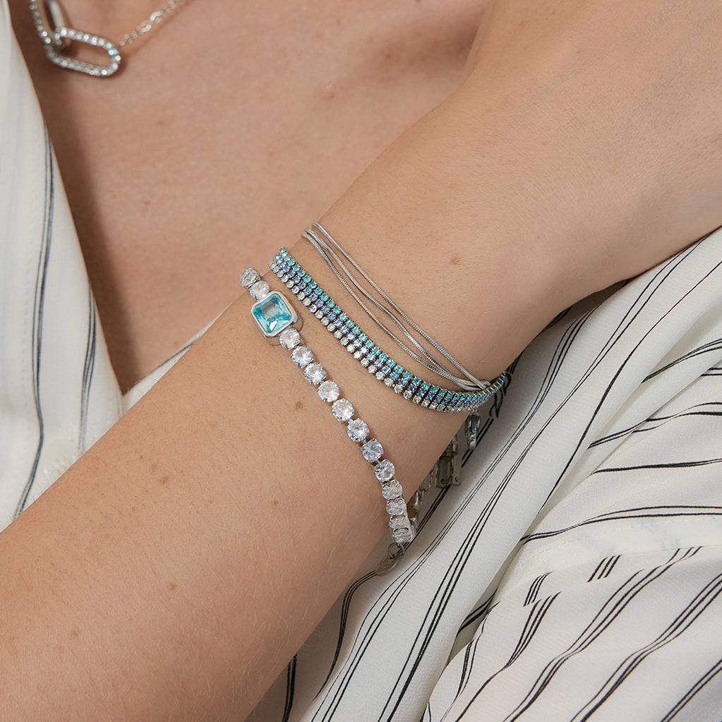 Stainless Steel Three-layer Tennis Chain Bracelet