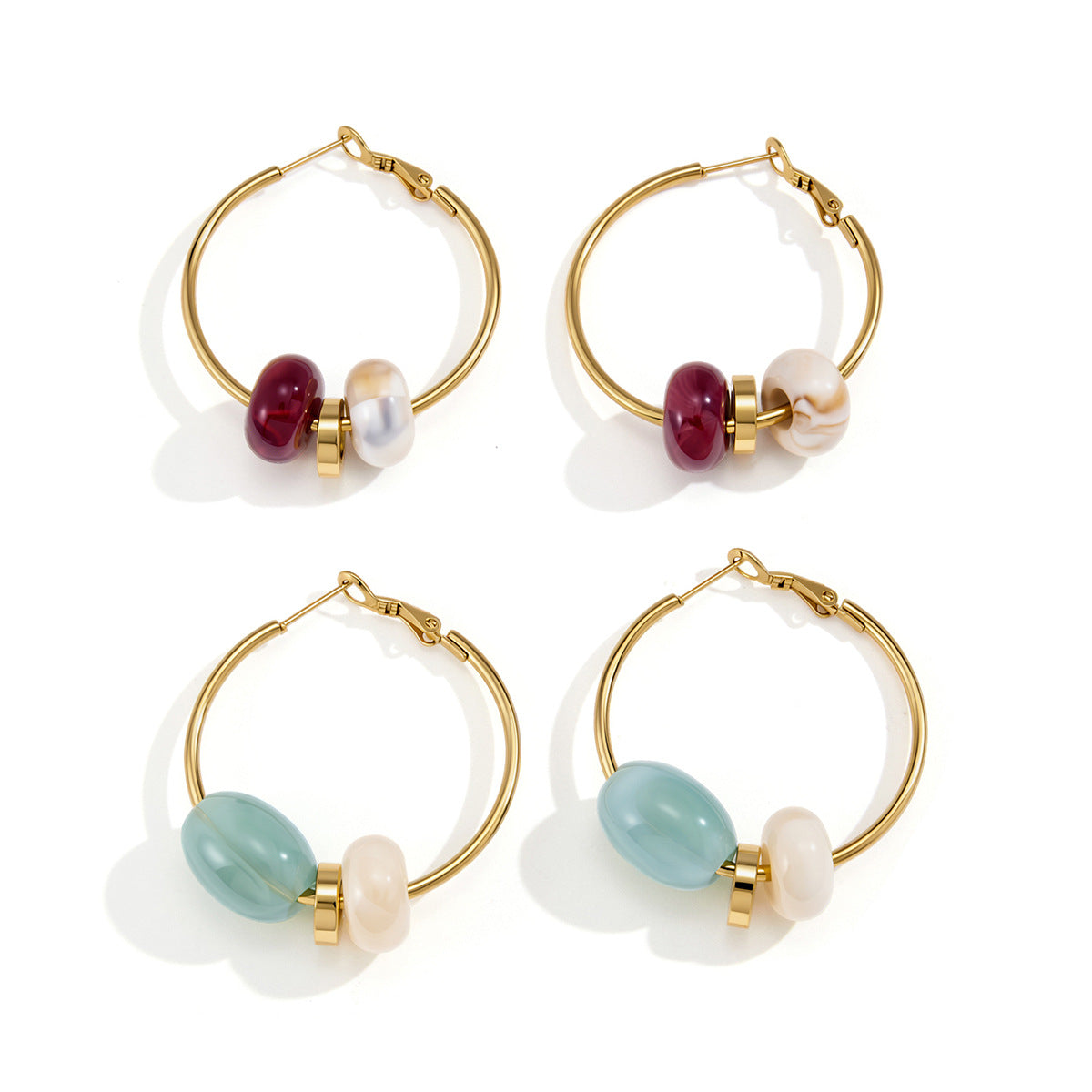 Stainless Steel Resin Circle Hoop Earrings