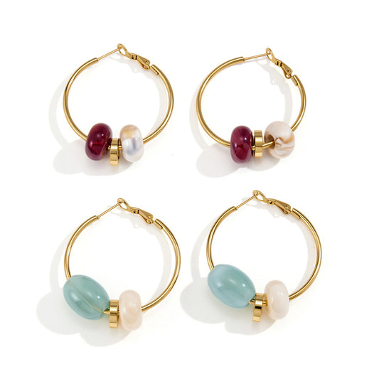 Stainless Steel Resin Circle Hoop Earrings