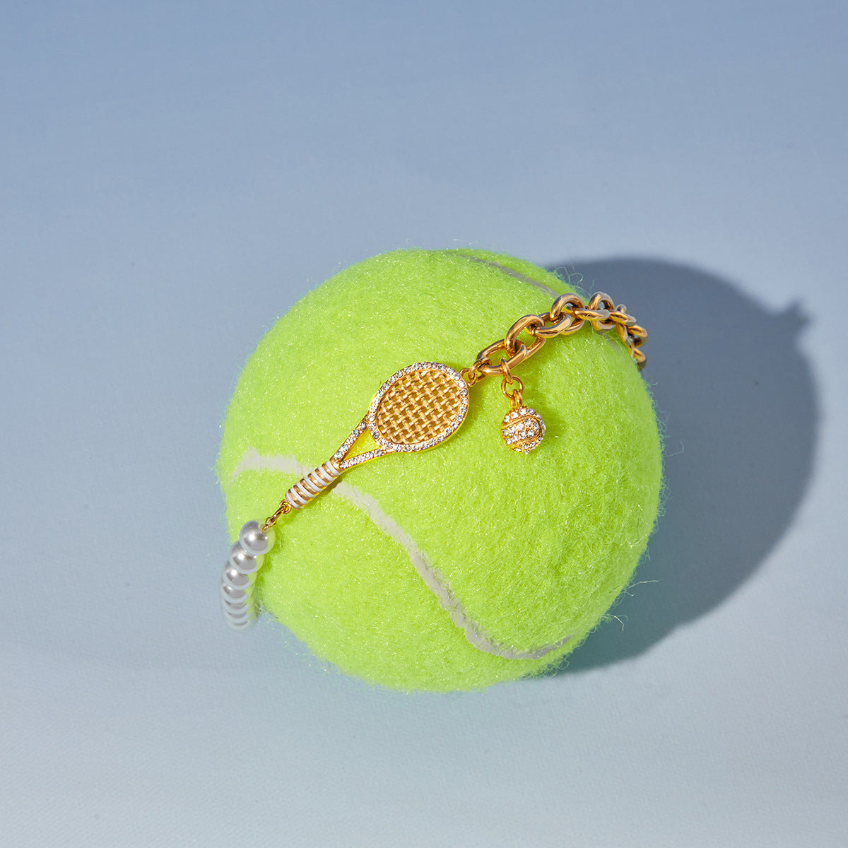 Stainless Steel Tennis Racket Cubic Zirconia Bracelet