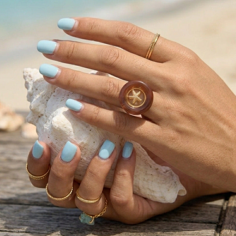 Stainless Steel Acrylic Starfish Open Ring