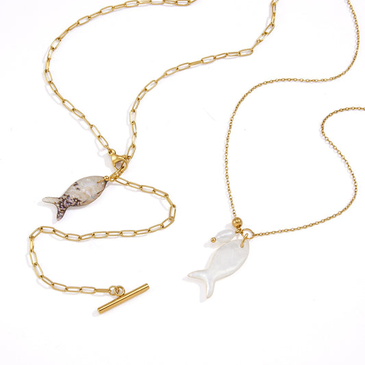 Stainless Steel Shell Pearl Necklace
