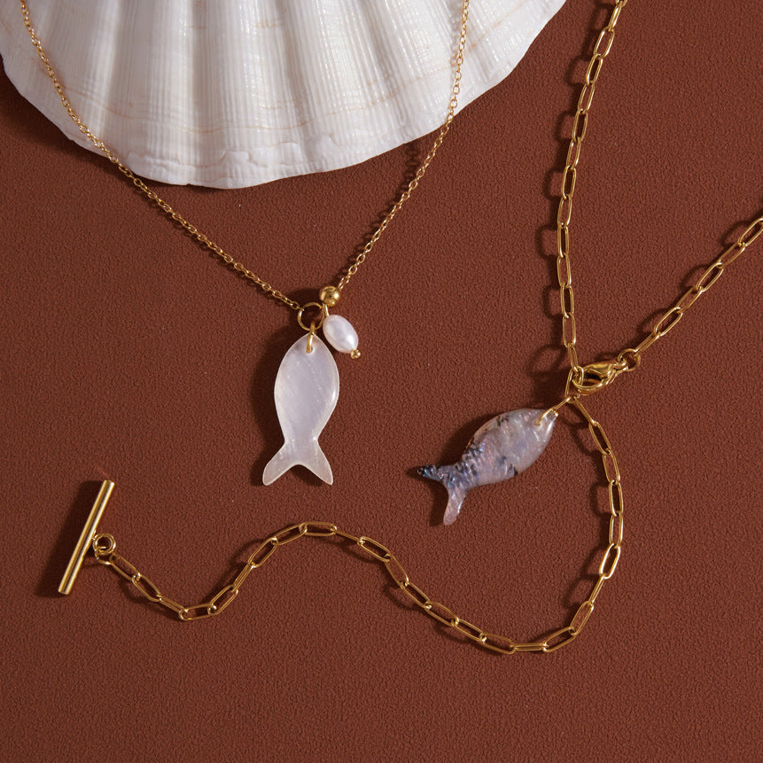 Stainless Steel Shell Pearl Necklace