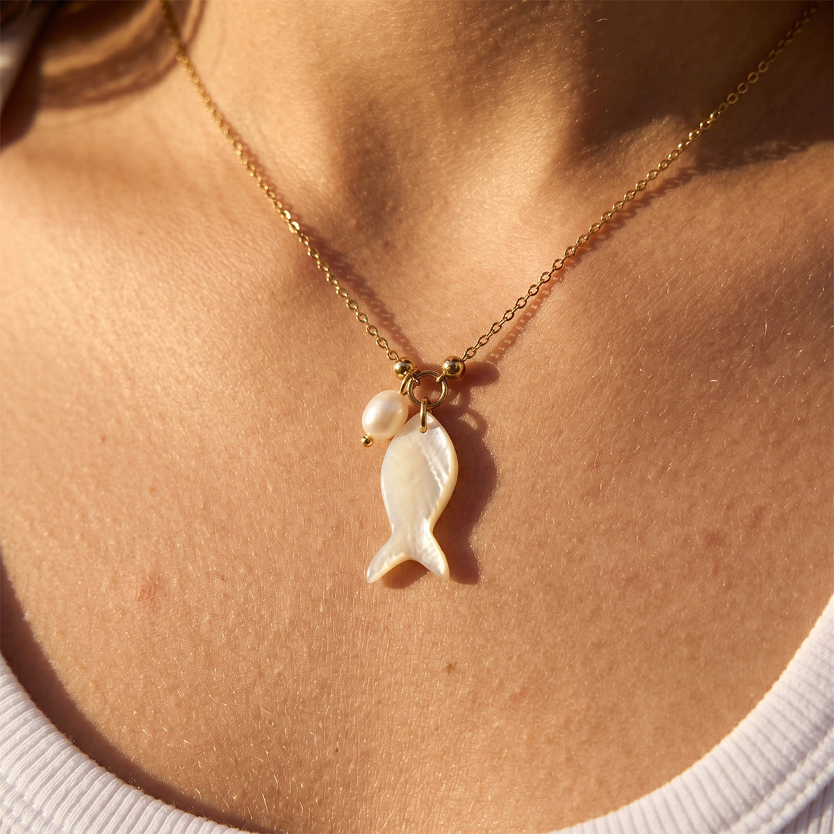 Stainless Steel Shell Pearl Necklace