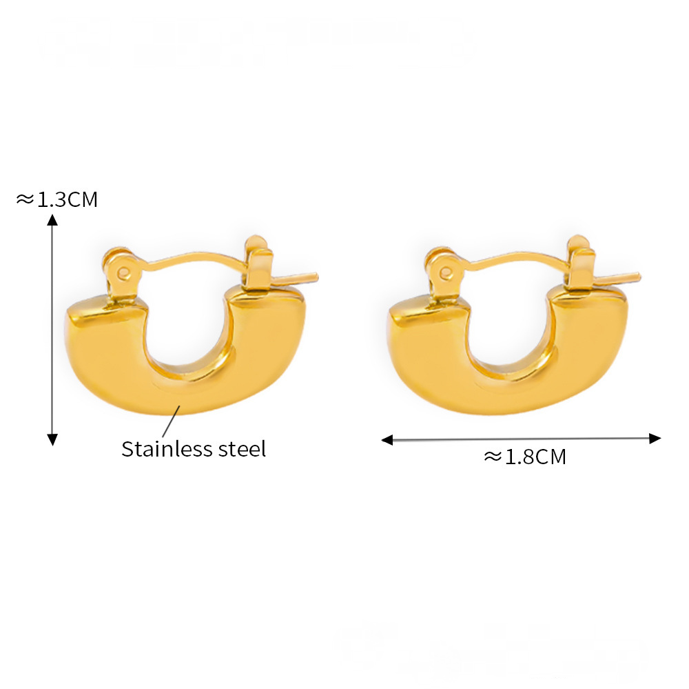 Stainless Steel U Shape Pendant Necklace Earrings Jewelry Suit