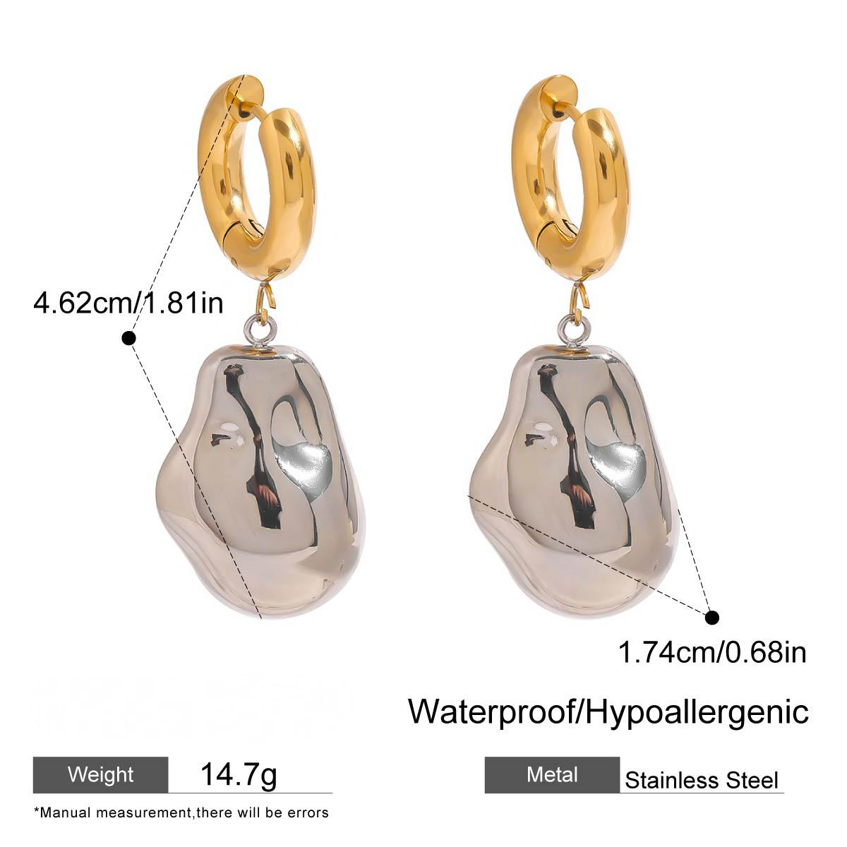 Stainless Steel Round Drop Earrings