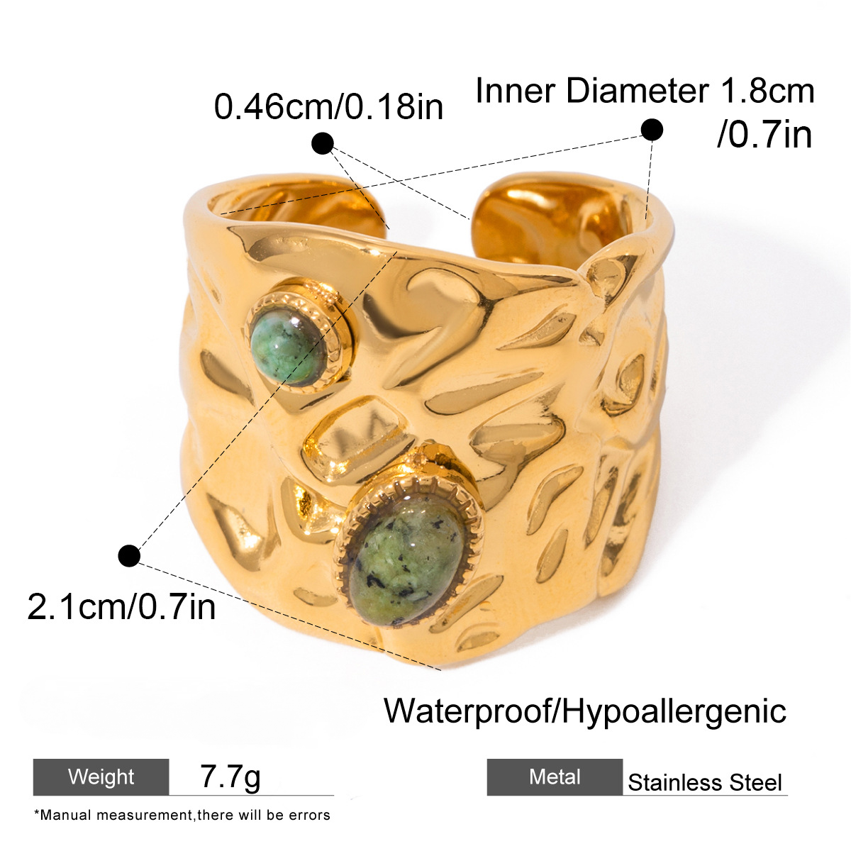 Stainless Steel Natural Turquoise Ring