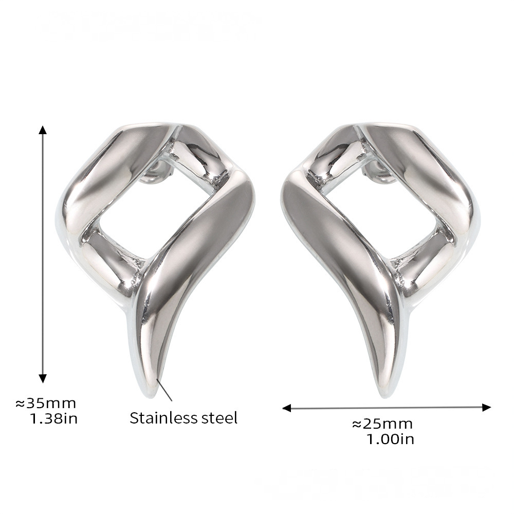 Stainless Steel Special Shaped Pendant Chunky Necklace Earrings Jewelry Suit