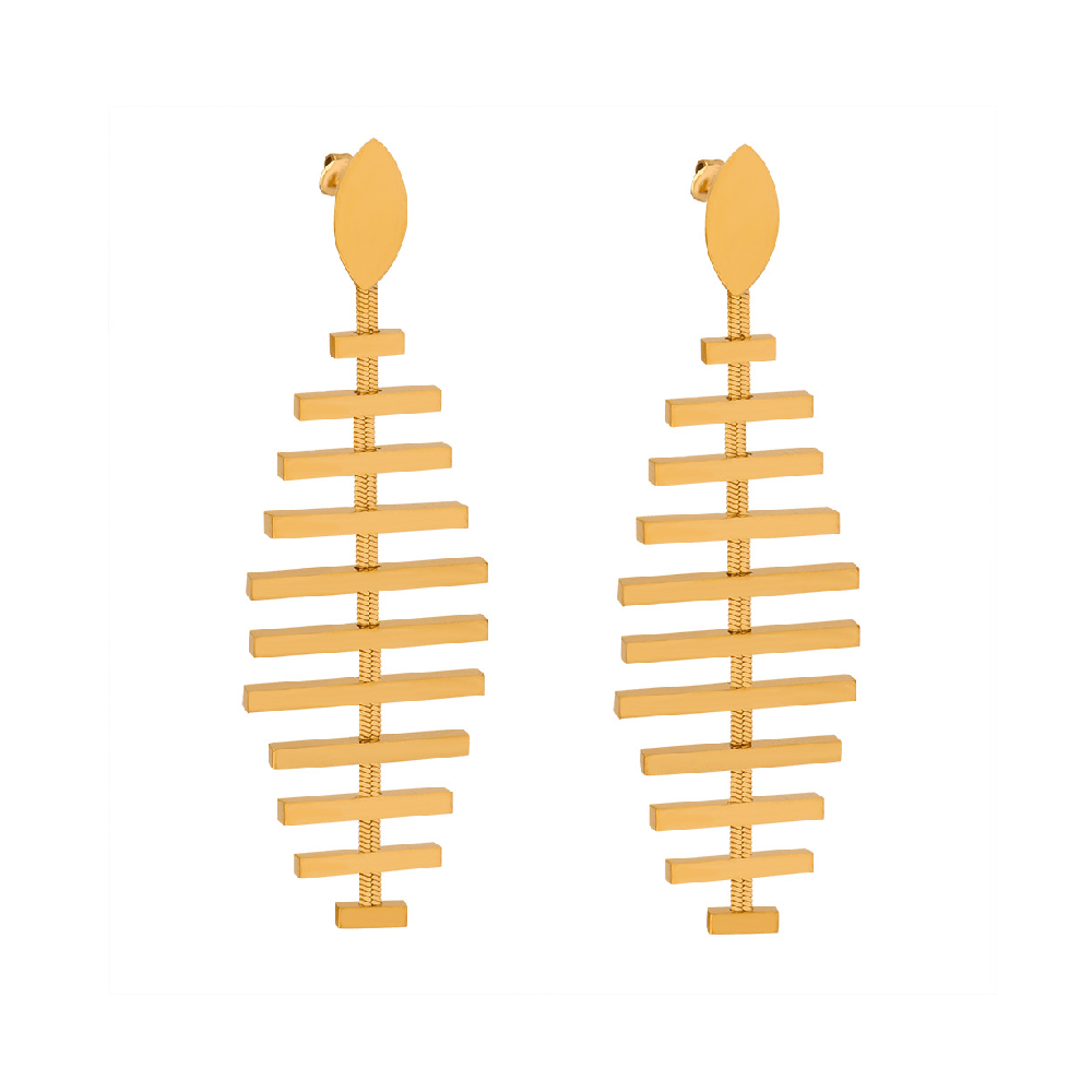 Herringbone Stainless Steel Drop Earrings