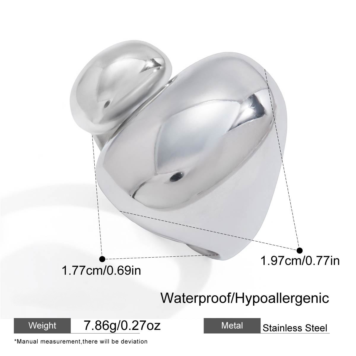 Stainless Steel Paperclip Cubic Zirconia Ring