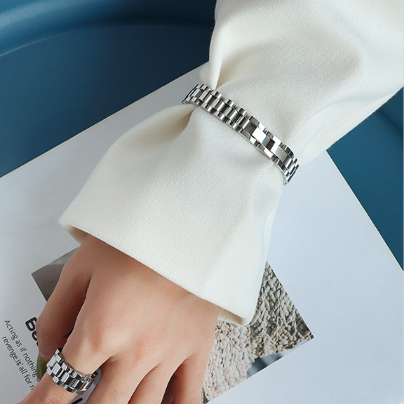 Women's Mechanical Style Stainless Steel Bracelet