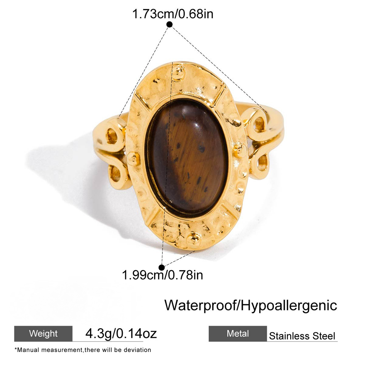 Stainless Steel Tiger's Eye Ring