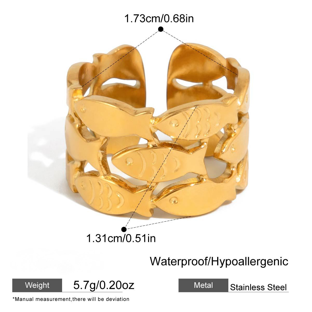 Stainless Steel Fishbone Open Ring