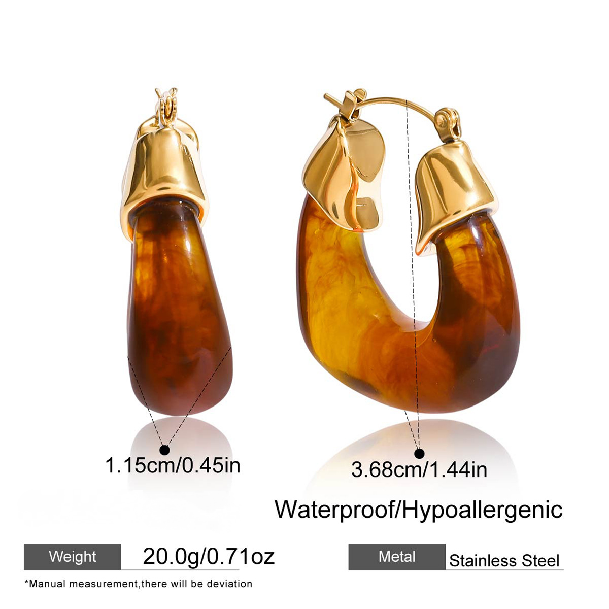 Stainless Steel Resin Bag-shaped Earrings