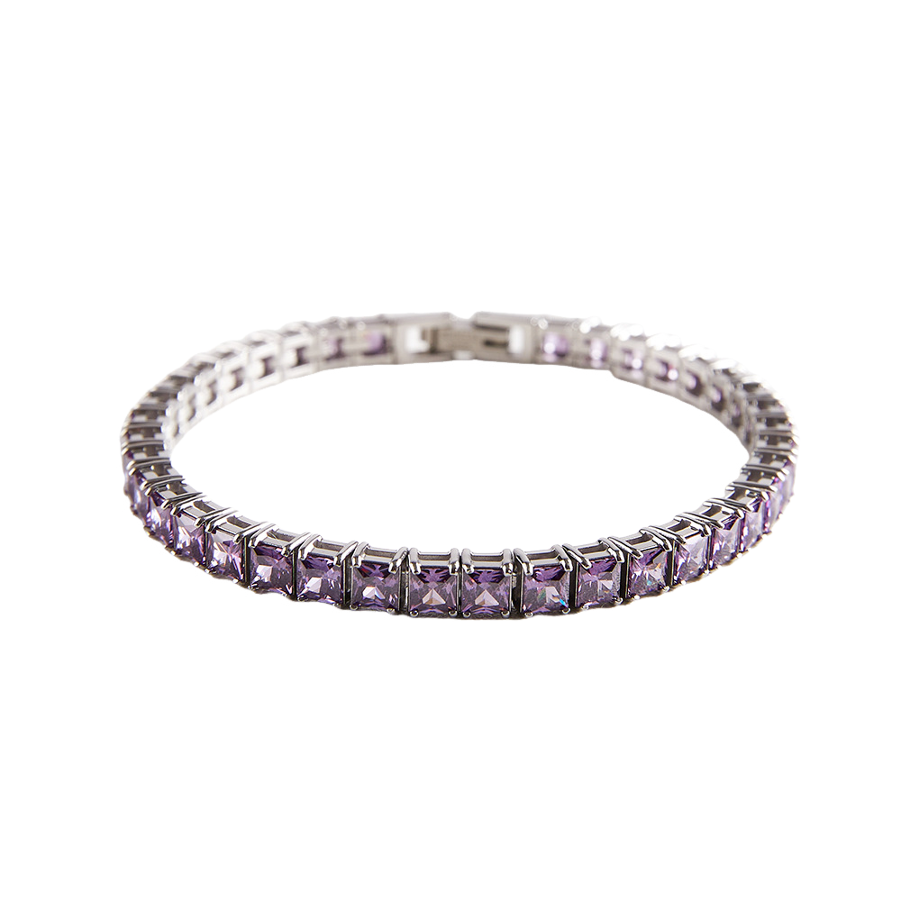 4x4MM Single Row Multi Colored Cubic Zirconia Tennis Bracelet