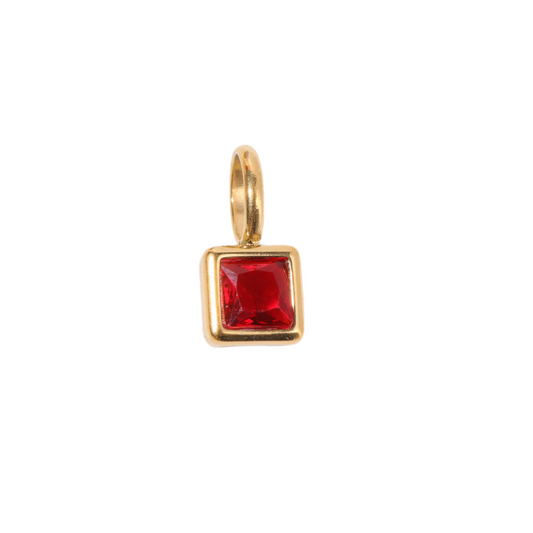 Stainless Steel Square Birthstone Pendant