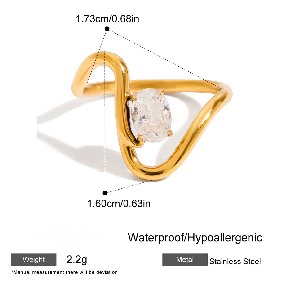 Stainless Steel Fine Ring Cubic Zirconia Ring Combination