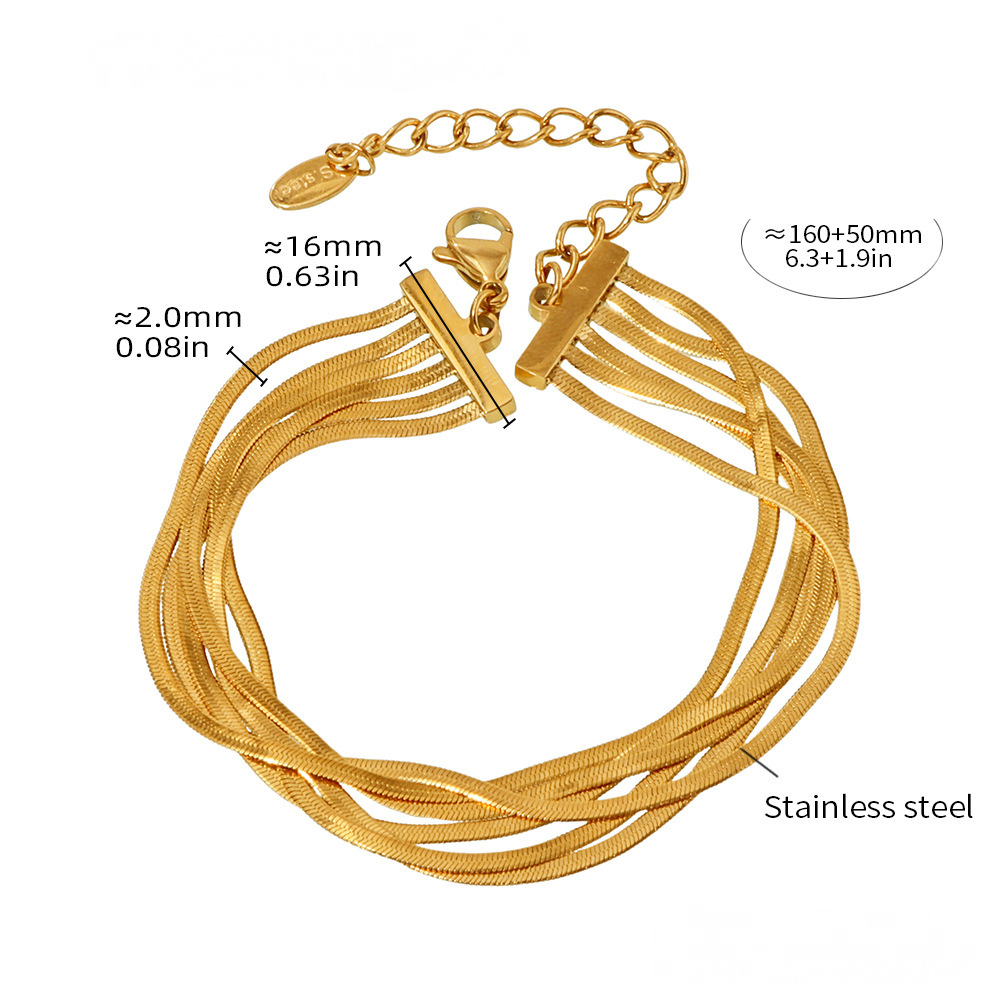 Stainless Steel Multi-layered Snake Chain Bracelet