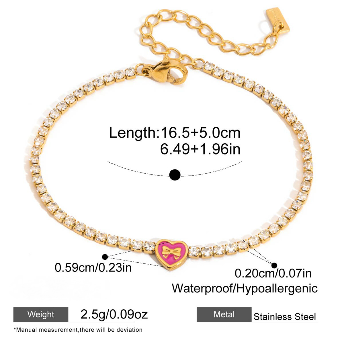 Stainless Steel Cubic Zirconia Tennis Chain Bracelet