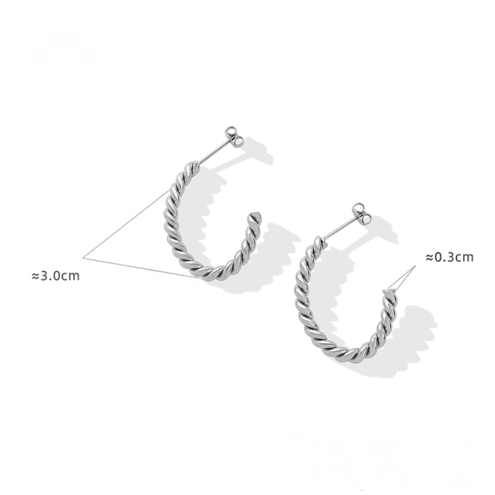 Hollow Textured Hoop Stainless Steel Earrings