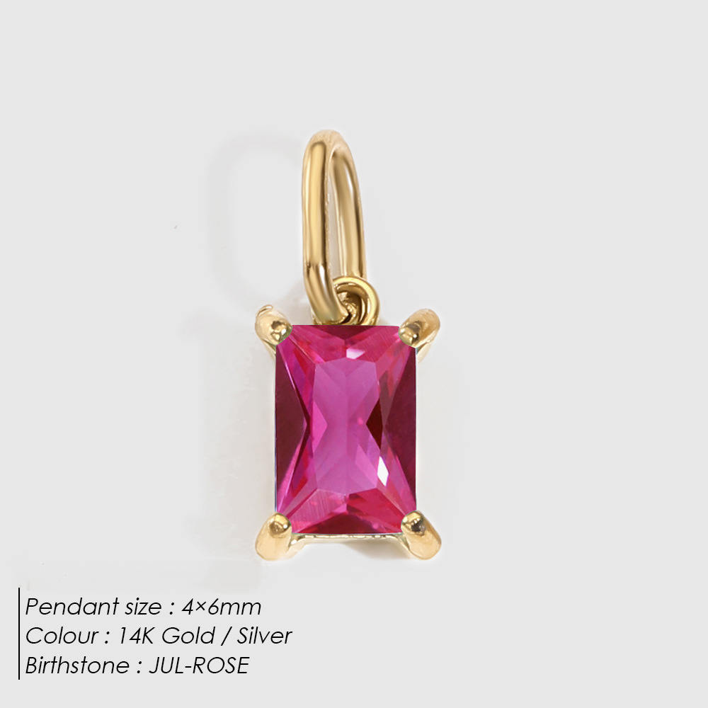 Stainless Steel Geometric Square Cubic Zirconia Necklace Pendant