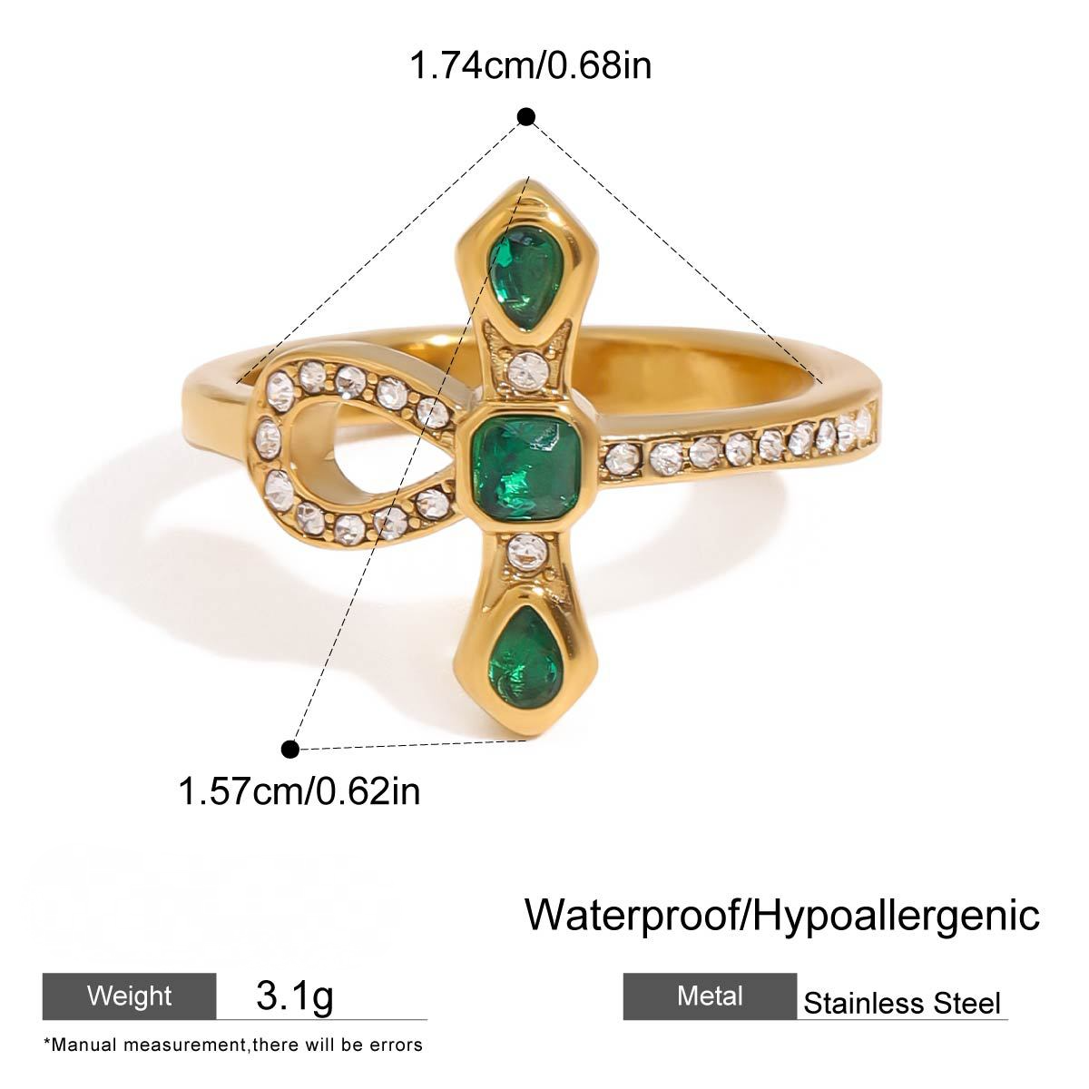 Stainless Steel Cubic Zirconia Spirit Snake Ring Combination