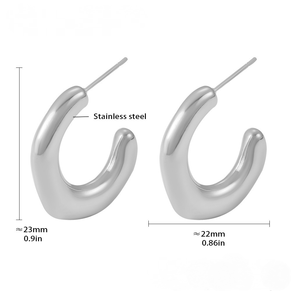 Stainless Steel 18K Gold PVD Polished Irregular Hoop Earrings