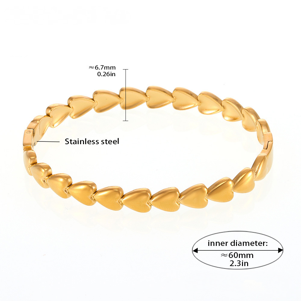 Stainless Steel 18K Gold PVD Heart Shape Bracelet