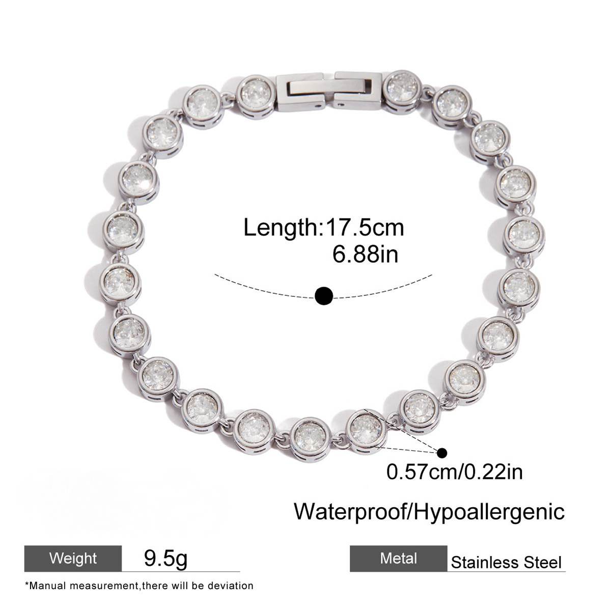 Stainless Steel Cubic Zirconia Bracelet Combination