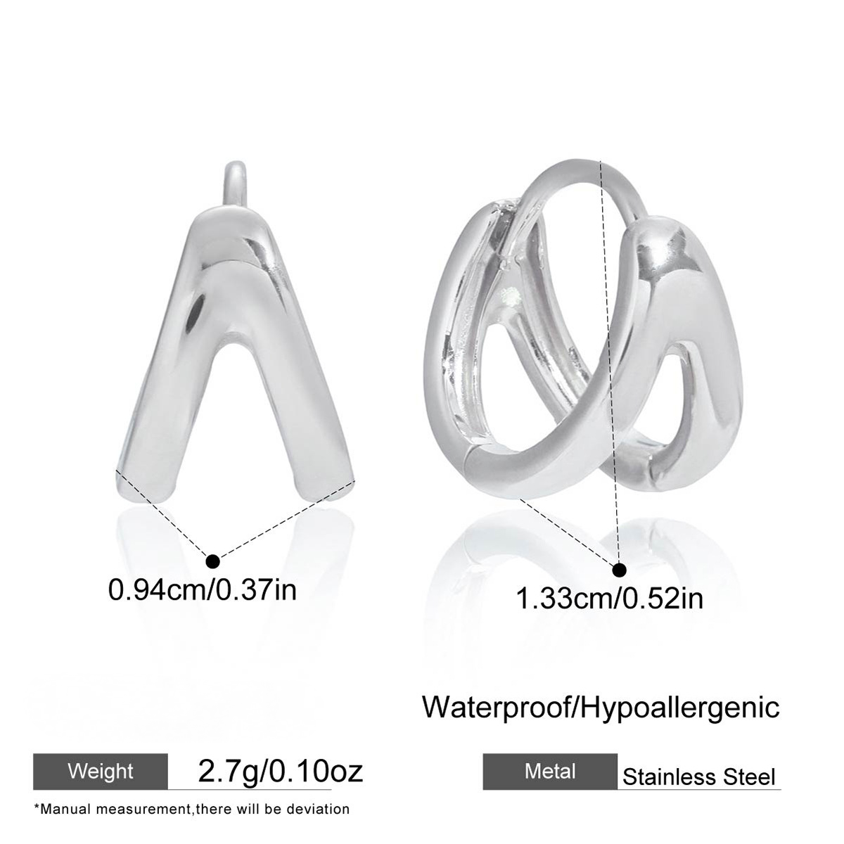 Stainless Steel Double-loop Tassel Chain Huggie Earrings