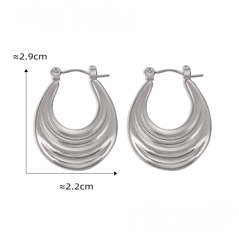 Stainless Steel Geometric Texture 18K Gold PVD Hoop Earrings