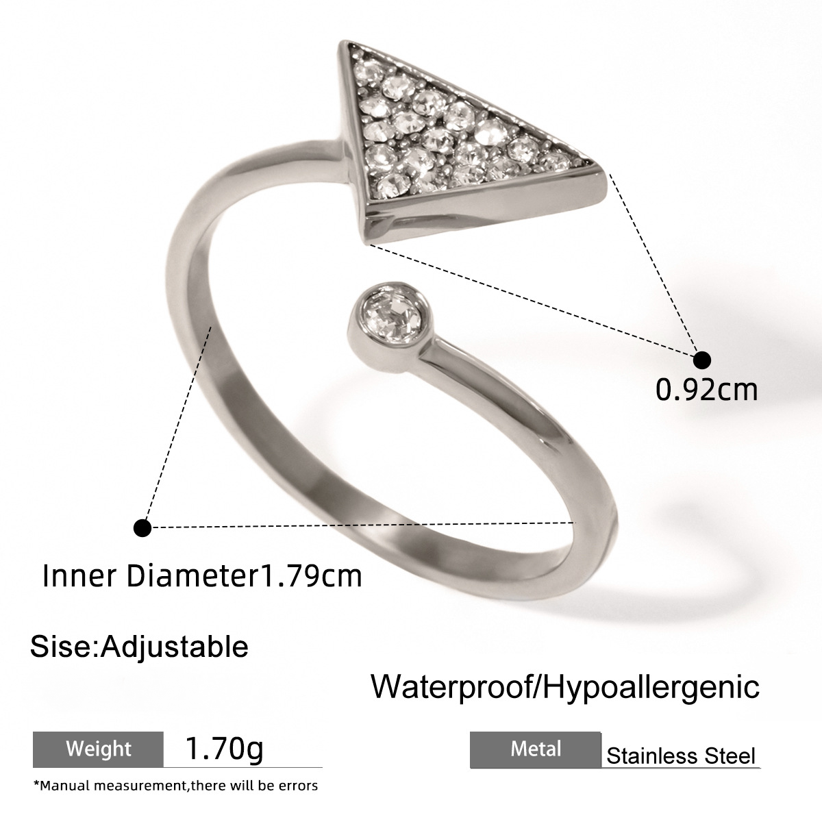 Stainless Steel Light Luxury CZ Geometric Line Ring
