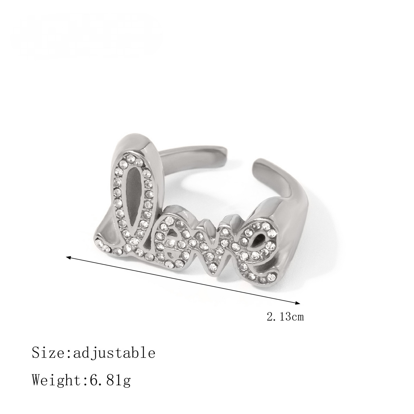 Stainless Steel Light Luxury CZ Geometric Line Ring