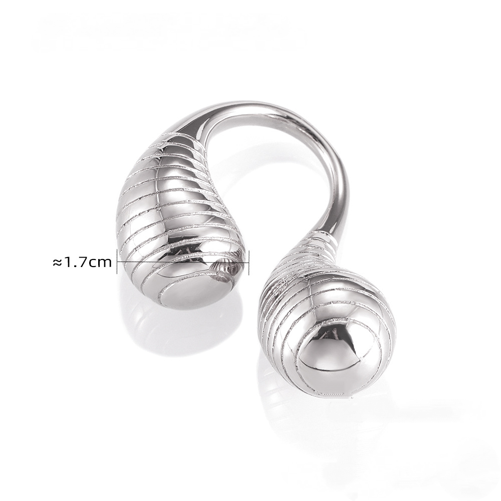 Stainless Steel Double Water Drop Shape Cuff Ring