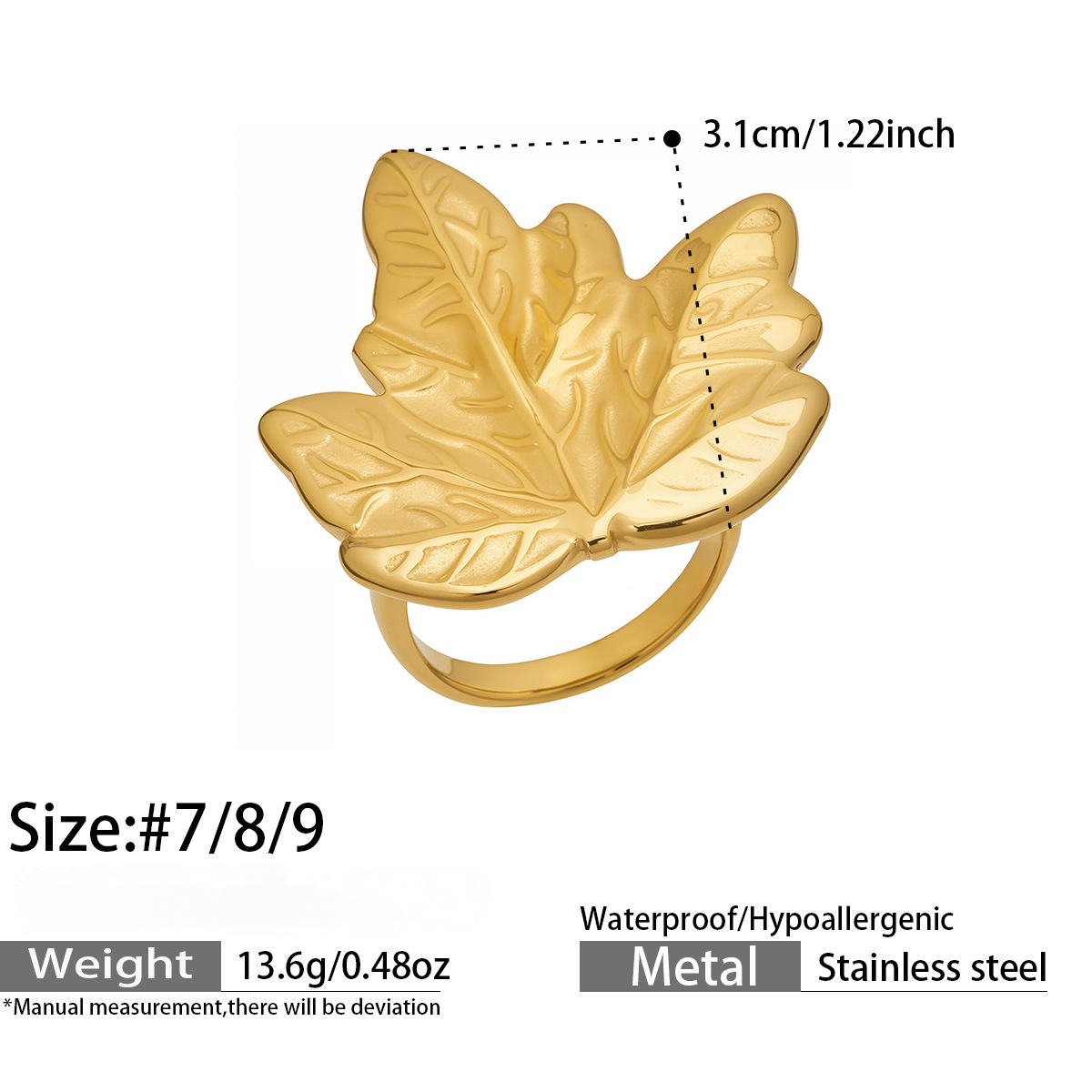 Stainless Steel 18K Gold PVD Flower Sun Ring