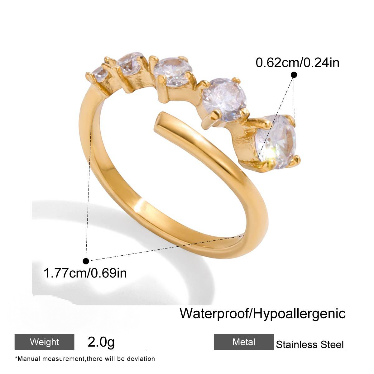 Stainless Steel Women's Heart-shaped Cubic Zirconia Ring