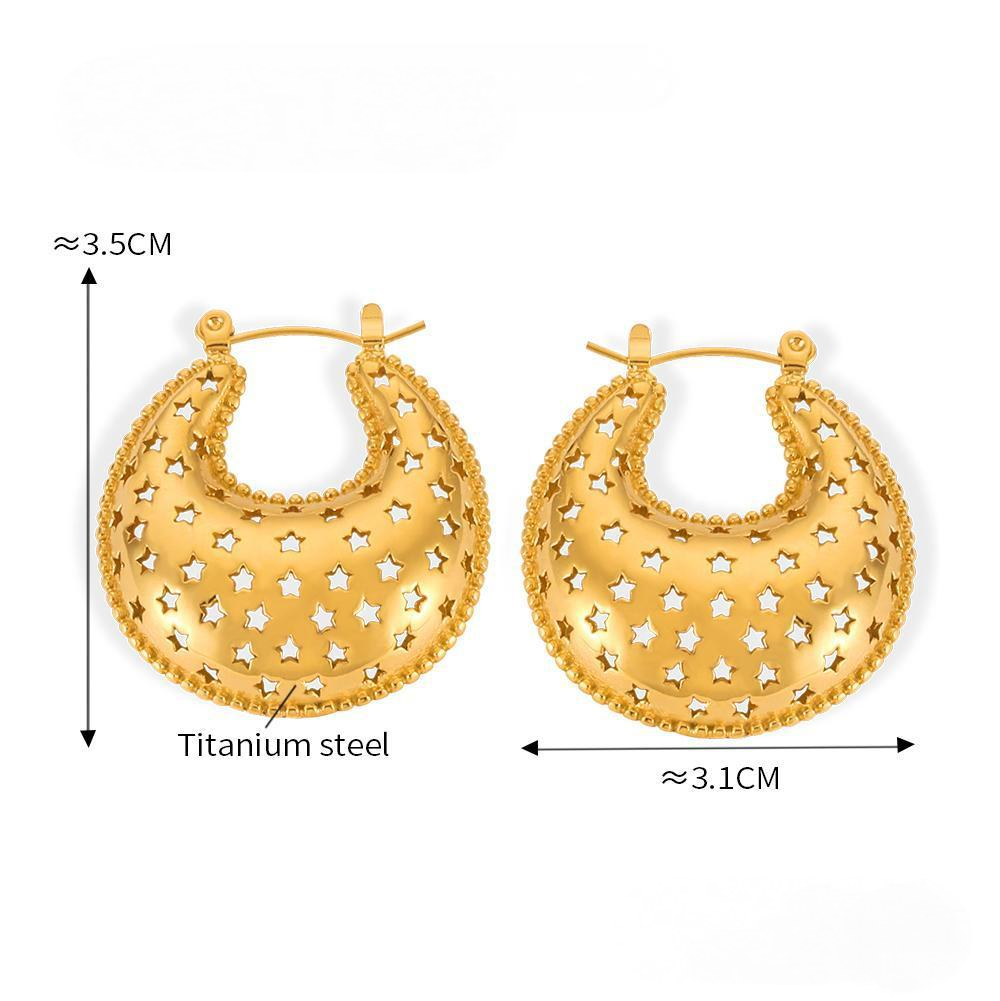 Stainless Steel Textured Exaggerated Hoop Earrings
