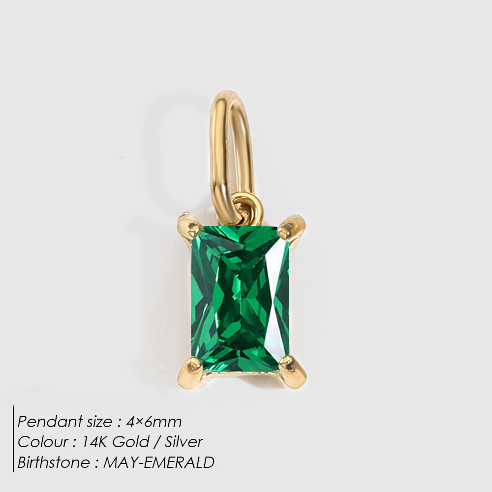 Stainless Steel Geometric Square Cubic Zirconia Necklace Pendant