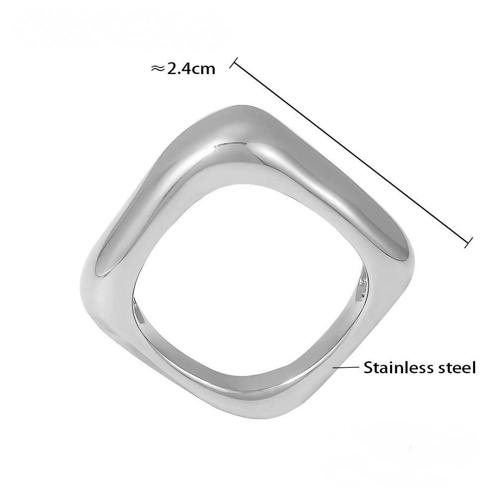 Stainless Steel Polished Minimalist Square Ring