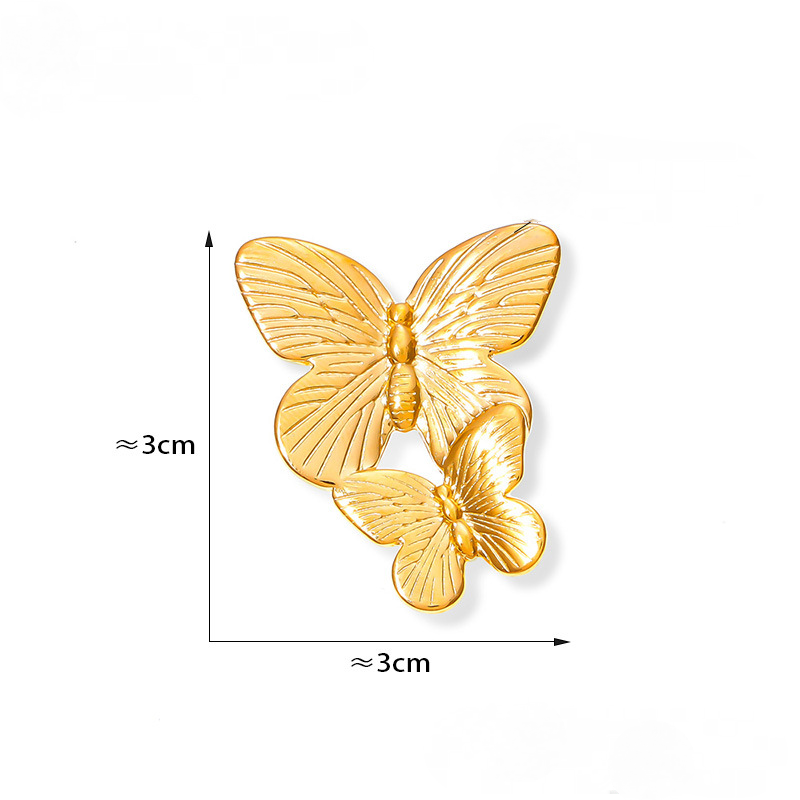 Stainless Steel Double Butterfly Stitching Stud Earrings