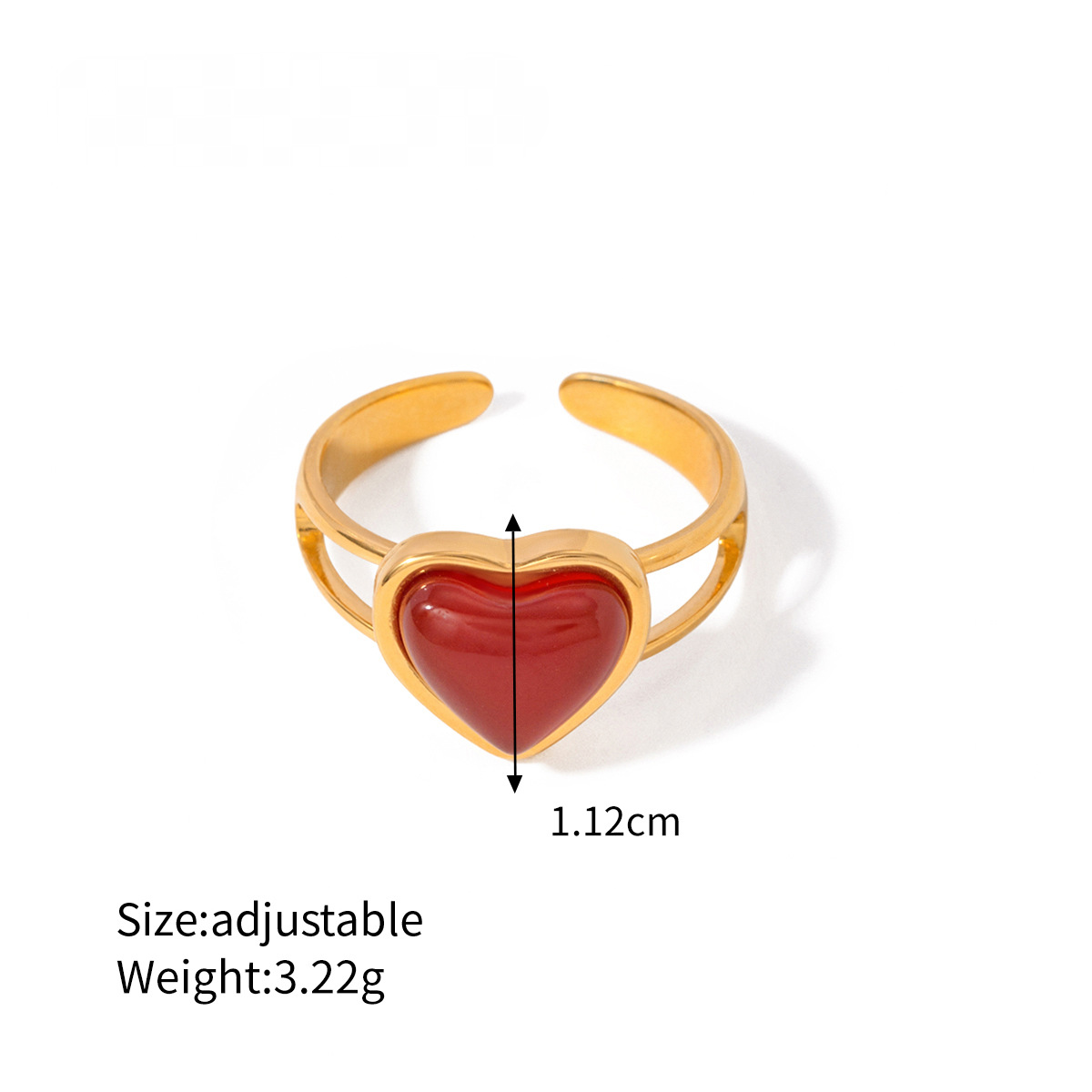 Stainless Steel Red Agate Heart Necklace Bracelet Ring Earrings Jewelry Suit