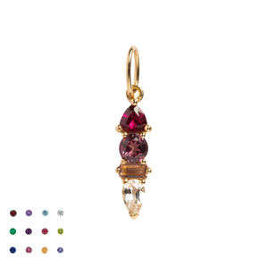 Stainless Steel 4 Cubic Zirconia Combination Birthstone Pendant