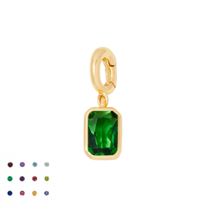 Stainless Steel Rectangular Bevel Birthstone Pendant