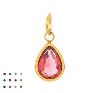 Stainless Steel Water Drop Shape Birthstone Pendant