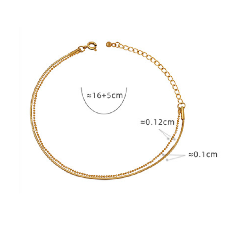 Flat Snake Chain Ball Chain Double Layer Stainless Steel Bracelet