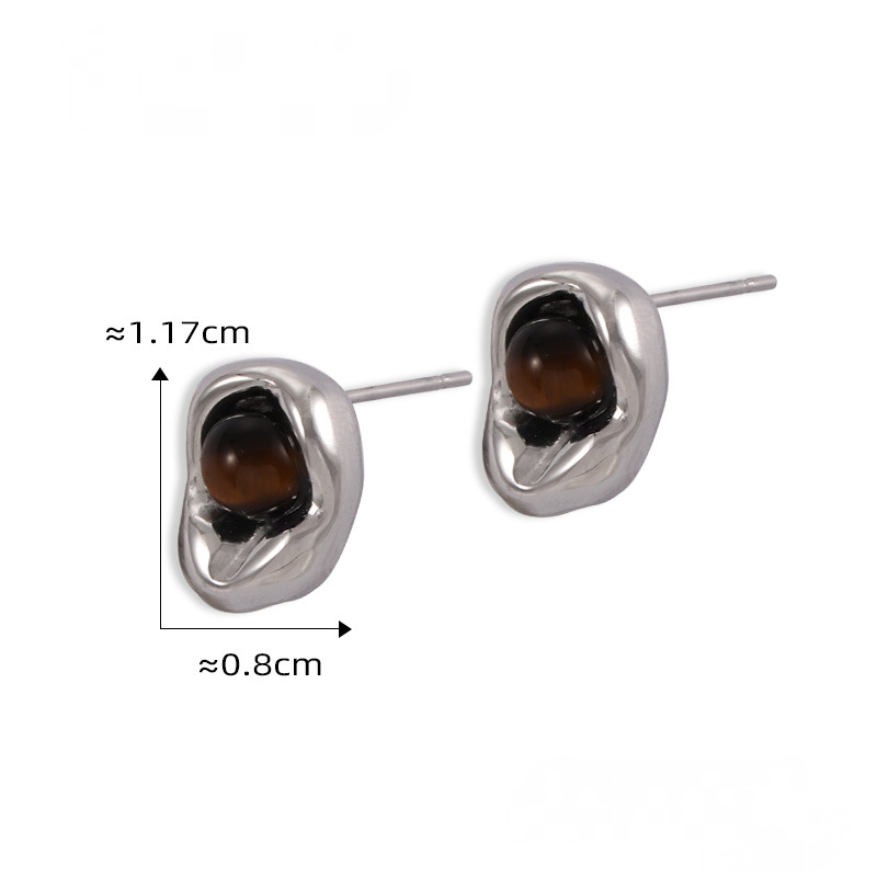 Depressed Oval Tiger Eye Necklace Earrings Jewelry Suit