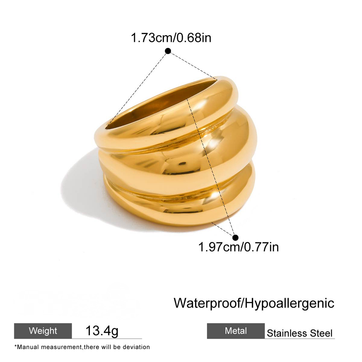 Stainless Steel Exaggerated Retro Ring