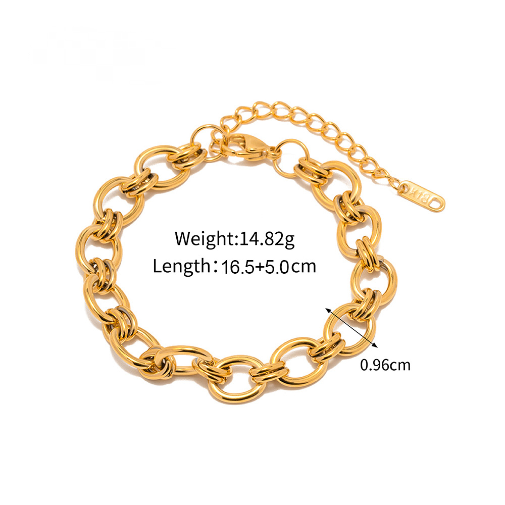 Stainless Steel 18K Gold PVD Chain Necklace Bracelet Set