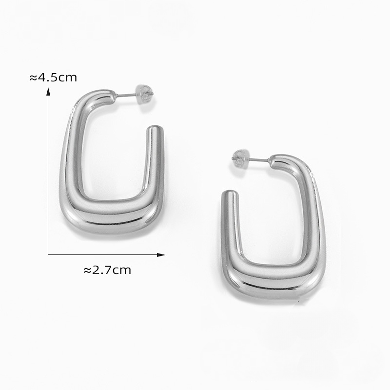 Stainless Steel Square Polished Hoop Earrings